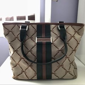 Longchamp LM jacquard leather trimmed shoulder bag